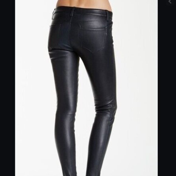 *GENETIC SHYA ZIP LEATHER CIGARETTE PANT COLOR NAVY/BLACK SZ 28 NEW WITH DEFECT - Picture 5 of 16